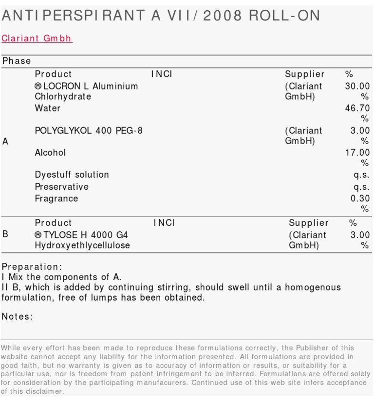 ANTIPERSPIRANT a VII_2008 ROLLOn Personal Care Magazine Formulations