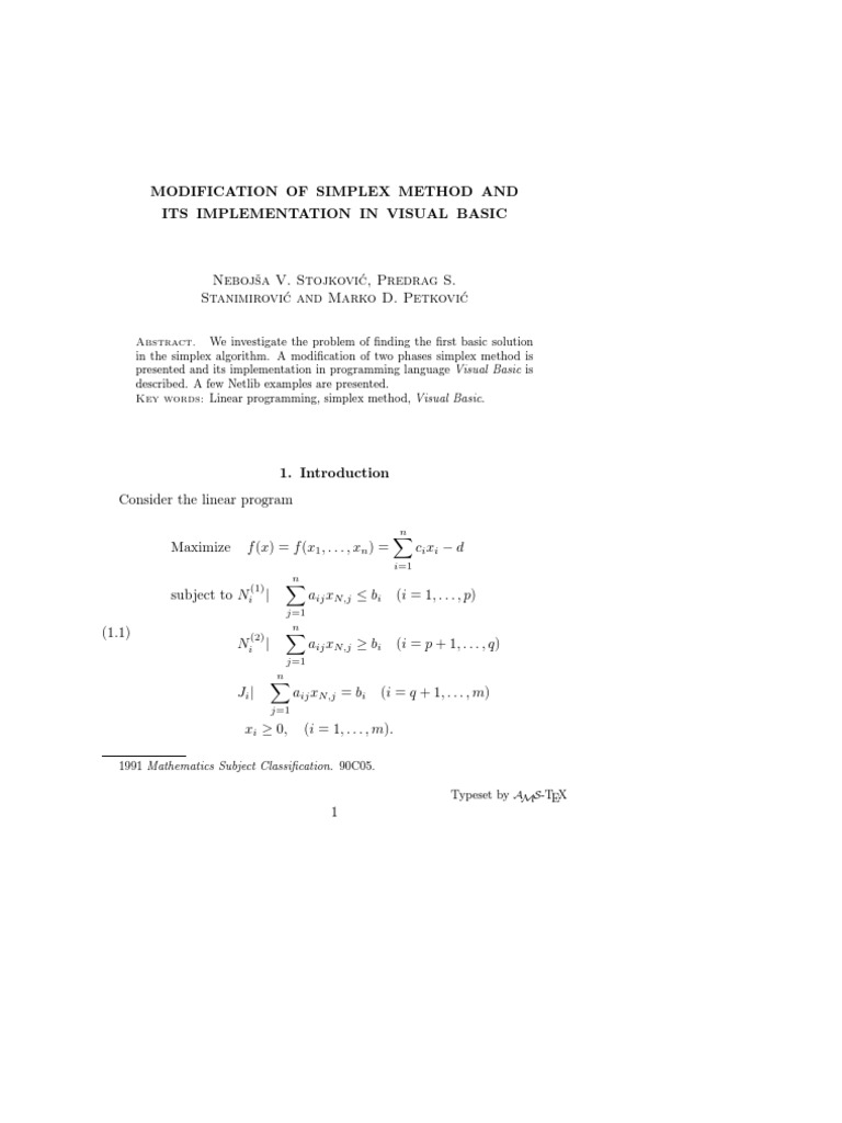 Simplex Method in Visual Basic | PDF | Linear Programming ...