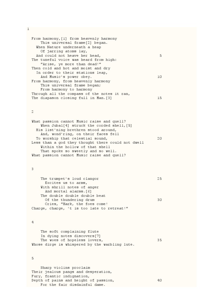 A Song For Saint Cecilia's Day (Integral) | PDF | Entertainment (General)