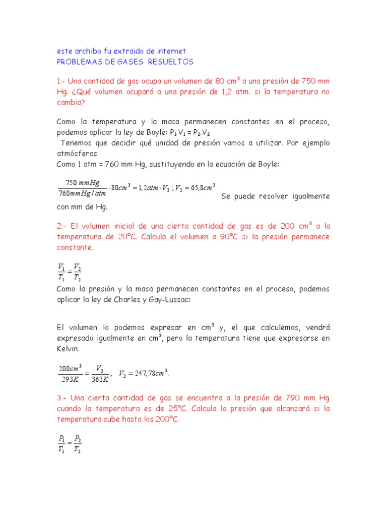 Problemas de Gases Resueltos | PDF | Gases | Mole (Unidad)