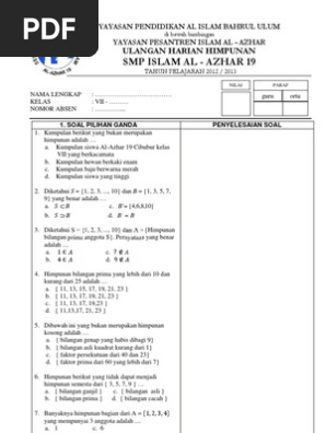 Latihan Soal Himpunan