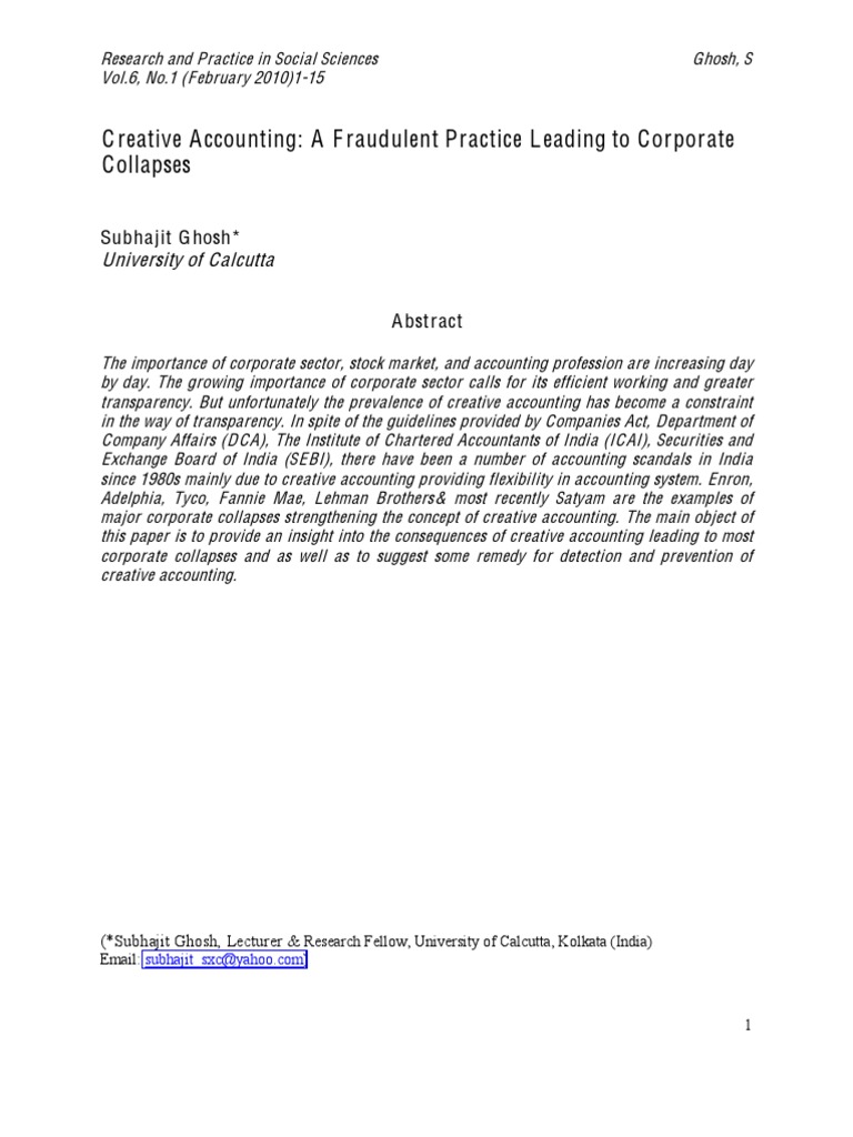 Research papers on creative accounting