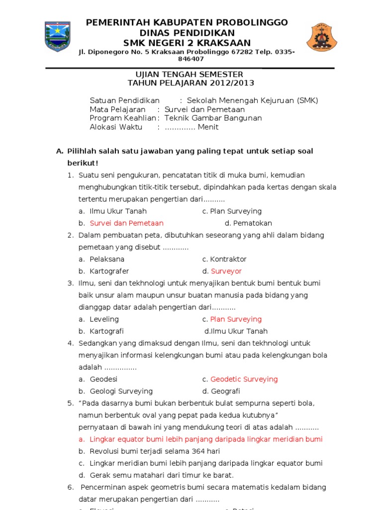 Soal Survey Dan Pemetaan
