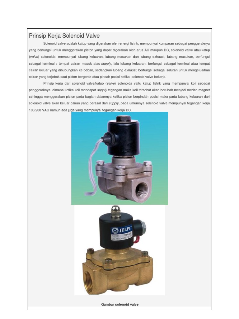 cara kerja solenoid valve Solenoid selenoid prinsip pengertian kontrol