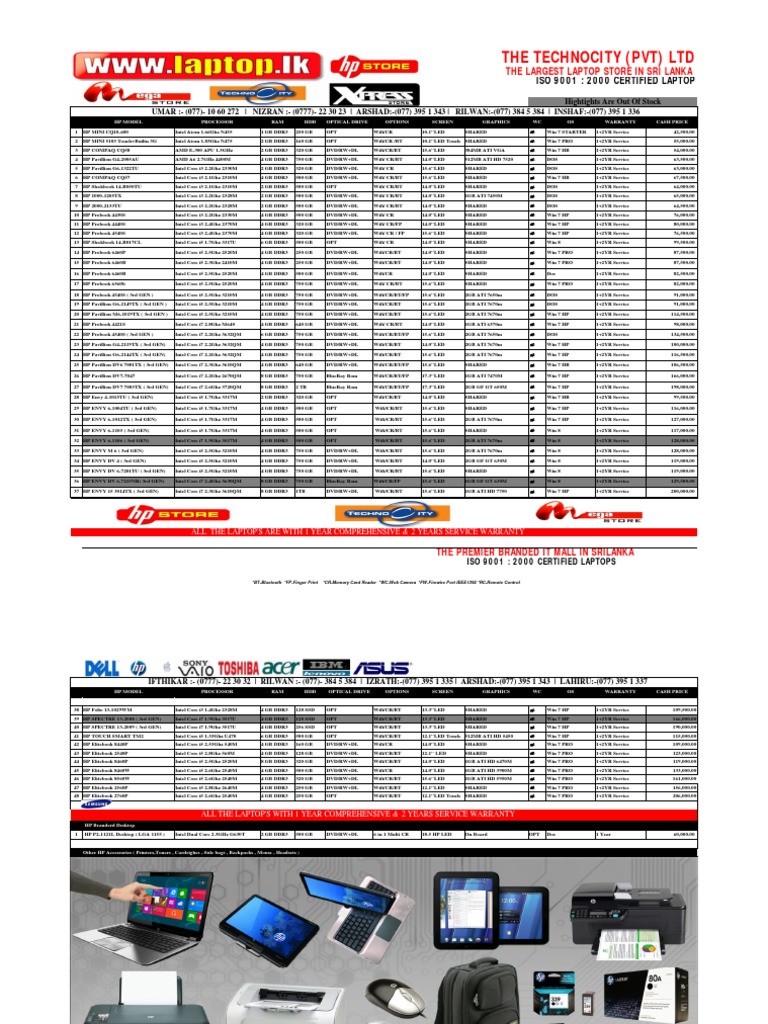 Quotation of Laptops in Sri Lanka | PDF | Intel | Computer Hardware