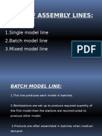 Types of Assembly Lines:: 1.single Model Line 2.batch Model Line 3.mixed Model Line