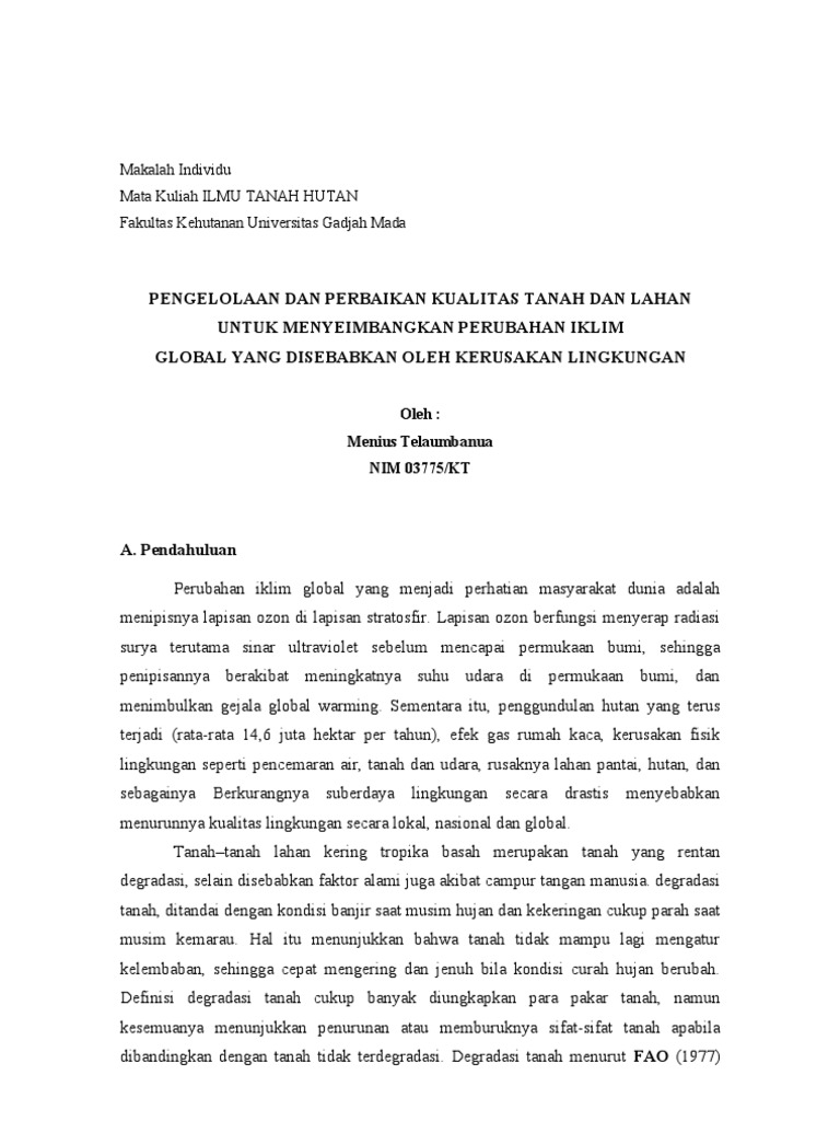 Makalah Ilmu Tanah Hutan