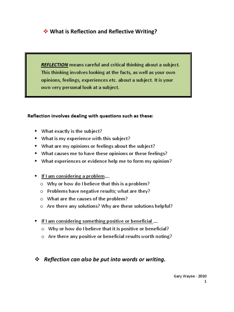 Understanding Reflective Writing | PDF | Critical Thinking | Ellipsis