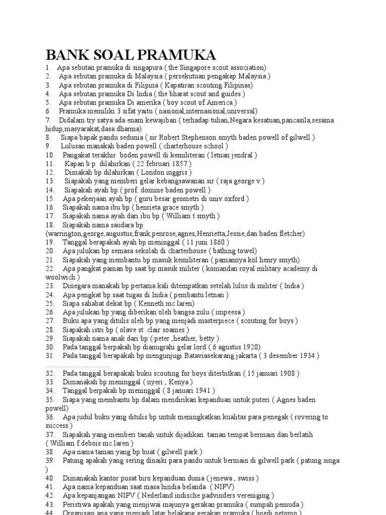 Bank Soal Pramuka