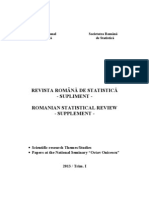 Romanian Statistical Review Supplement First Quarter 2013