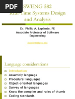 SWENG 582 Real-Time Systems Design and Analysis: Dr. Phillip A. Laplante, PE Associate Professor of Software Engineering