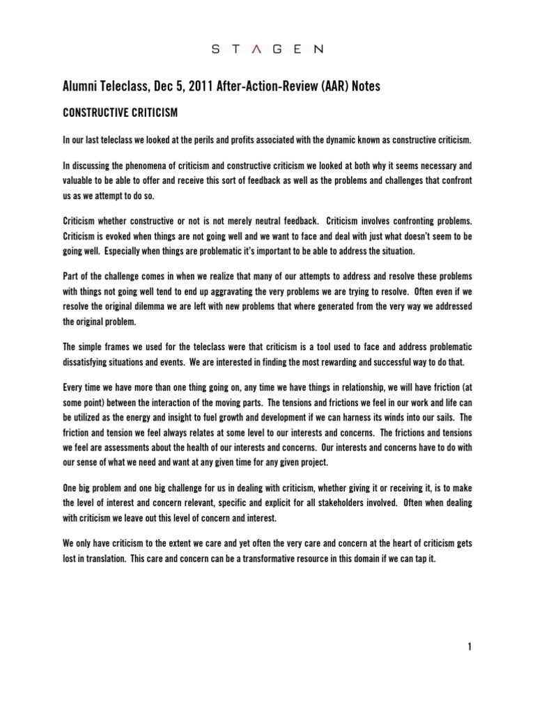 Constructive Criticism | Evaluation | Friction