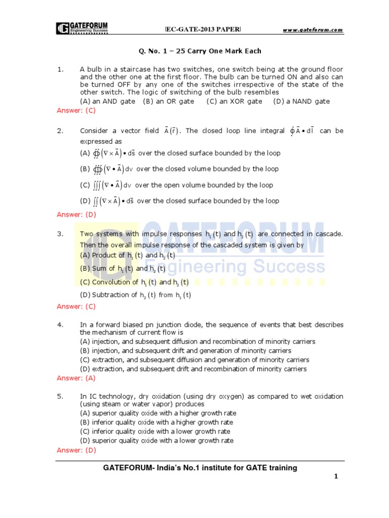 GATE 2013 Exam Questions and Answers | PDF