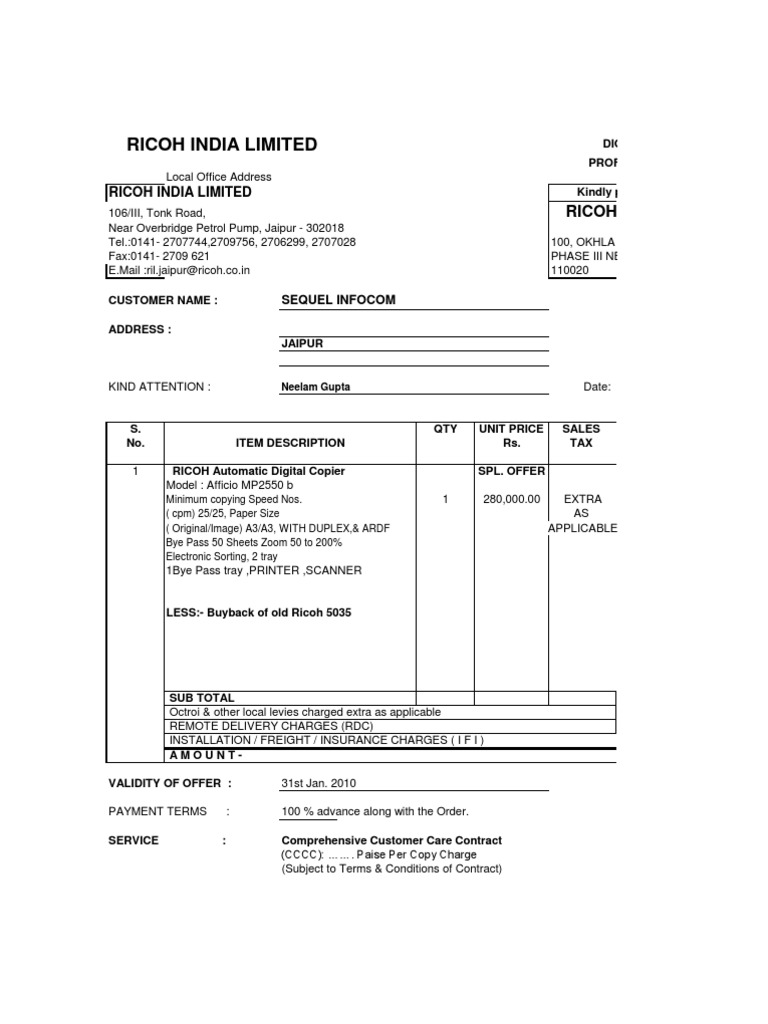 New Microsoft Excel Worksheet PDF Photocopier Invoice