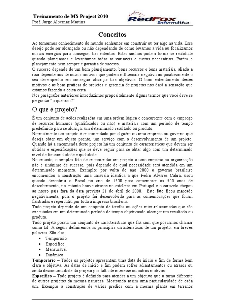 Ms Project 2010 | PDF | Tempo | Janela (informática)