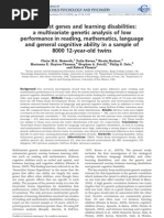 Generalist Genes and Learning Disabilities: A Multivariate Genetic Analysis of Low Performance in Reading, Mathematics, Language and General Cognitive Ability in A Sample of 8000 12-Year-Old Twins