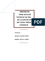 17540626 Proyecto Para Aplicar Tecnicas de PNL en La Educacion