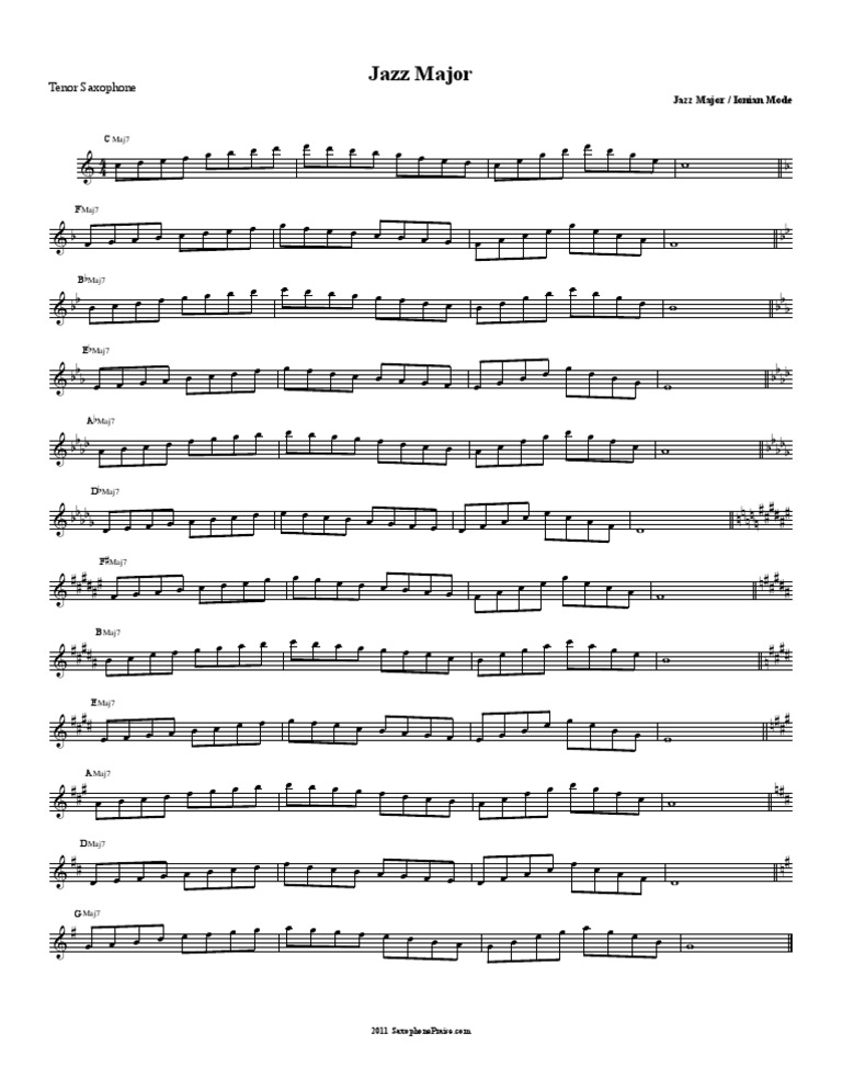 Jazz Major Scales Tenor Sax.