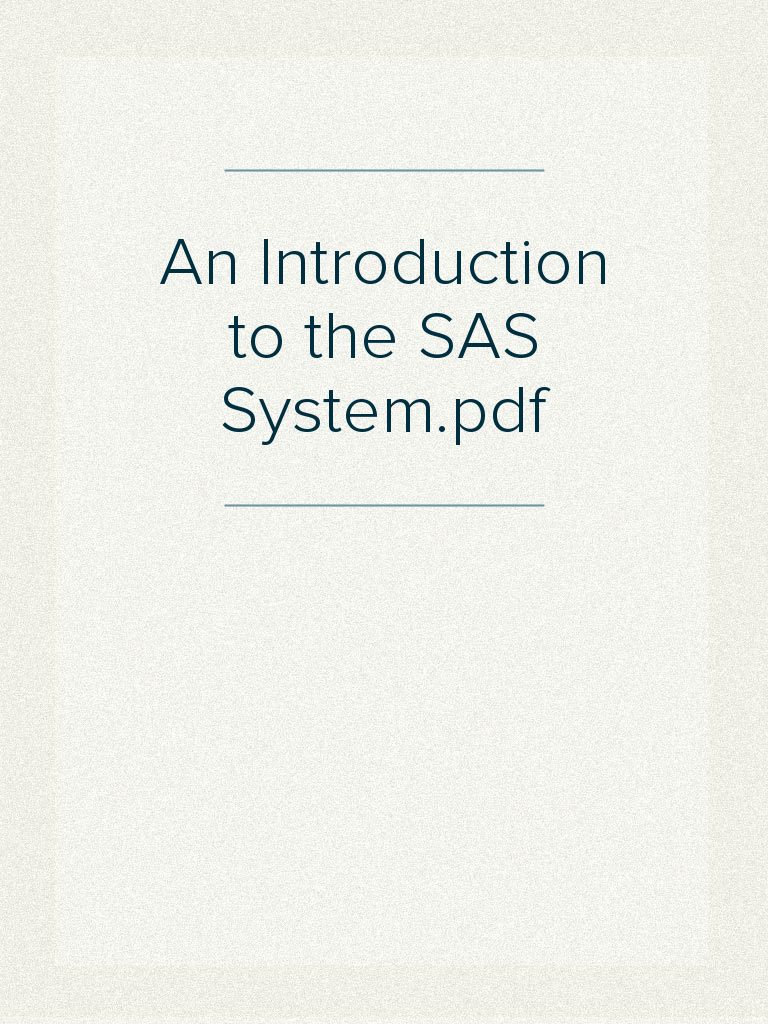 An Introduction To The SAS System PDF | PDF | Computers