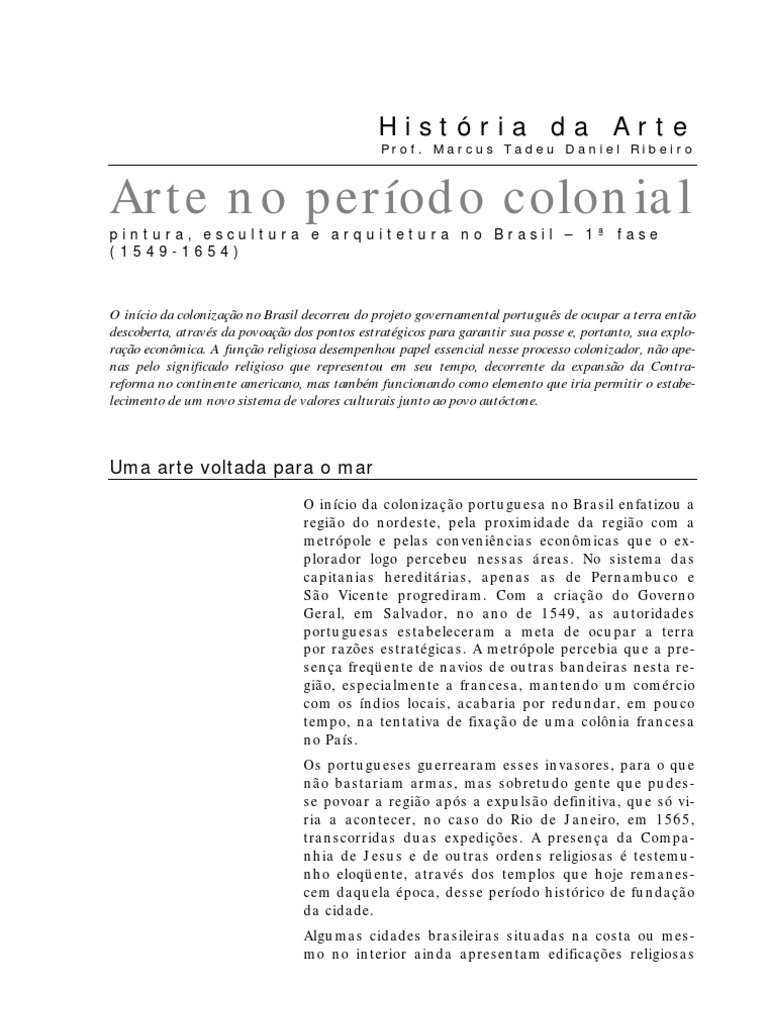 Arte Brasileira Fase Colonial 1 PDF | PDF | Barroco | Brasil