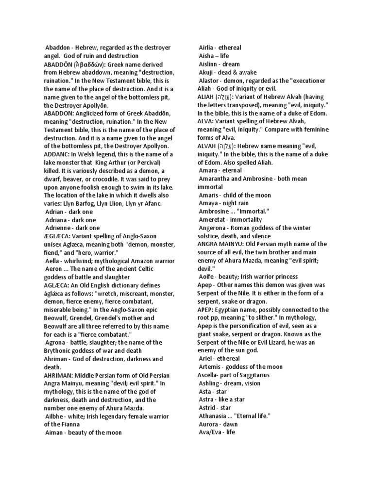Names That Mean Dark Things | PDF | Lilith | Satan, image size:768x1024