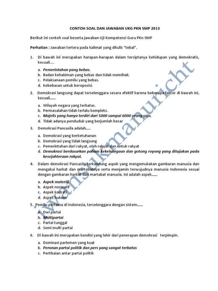 Soal Ukg Smp Beserta Jawabannya Soal Rumit