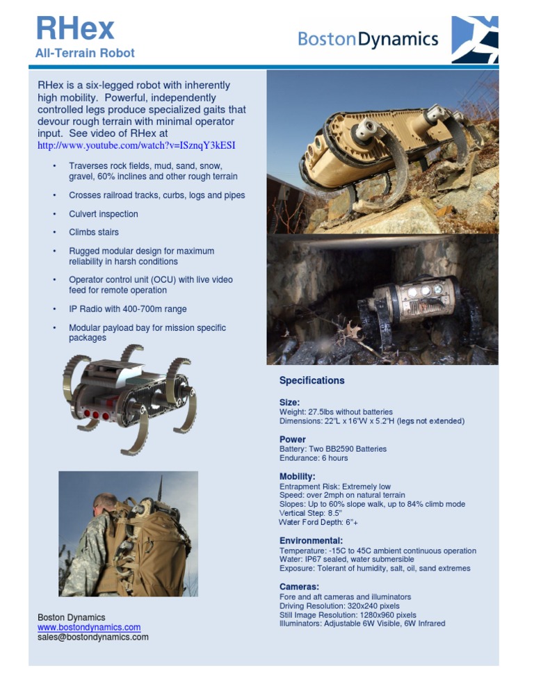RHex: All-Terrain Six-Legged Robot | PDF | Home & Garden