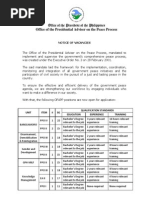 Download Notice of Vacancies as of May 24 2013 by Office of the Presidential Adviser on the Peace Process SN143357533 doc pdf