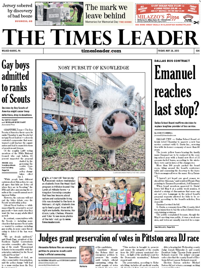 Times Leader 05 24 2013 | Boy Scouts Of America | Prosecutor Times Leader 05 24 2013 | Boy Scouts Of America | Prosecutor