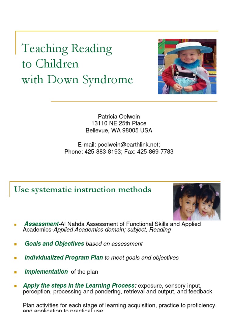 Teaching Reading to Children with Down Syndrome | PDF | Top Down And ...