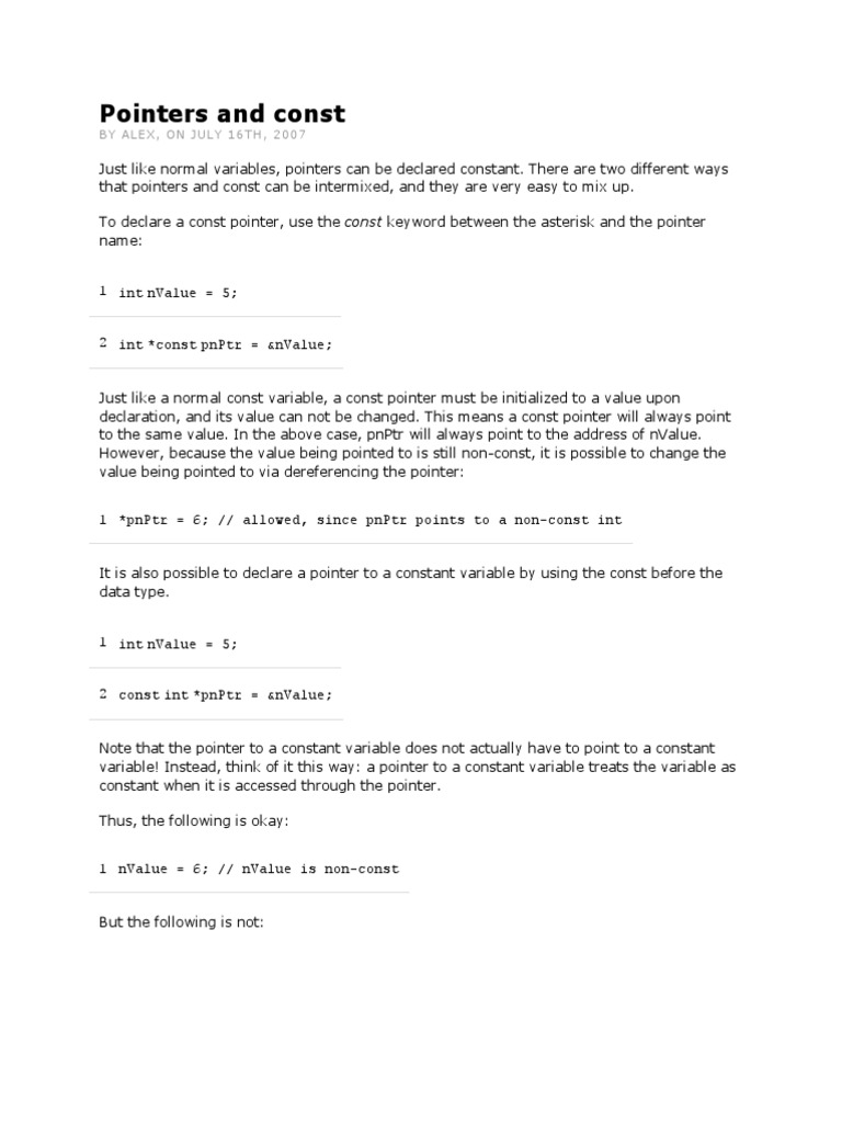 Understanding Const Pointers in C++ | PDF | Teaching Methods & Materials