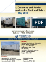 Caterpillar, Cummins and Kohler Portable Generators for Rent and Sale - May 2013