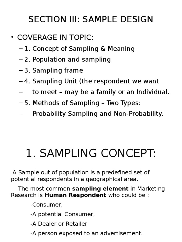 Section Iii Sample Design Reserch Pdf Sampling Statistics Probability And Statistics