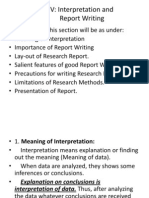 Section - V Interpretation Report Writng