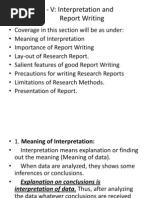 Section - V Interpretation Report Writng