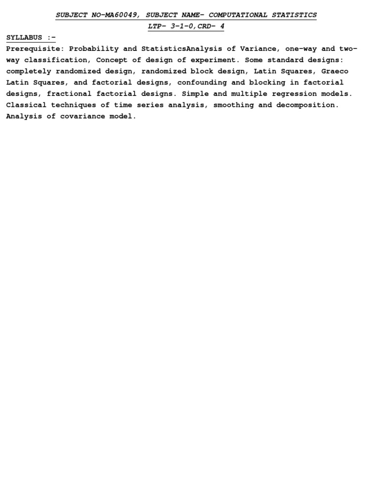 Computational Statistics Course | PDF | Technology & Engineering