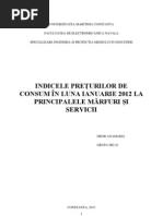 iNDICELE PREŢURILOR DE CONSUM ÎN LUNA IANUARIE 2012 LA PRINCIPALELE MĂRFURI ŞI SERVICII