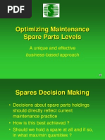 Optimizing Maintenance Spare Parts Levels: A Unique and Effective