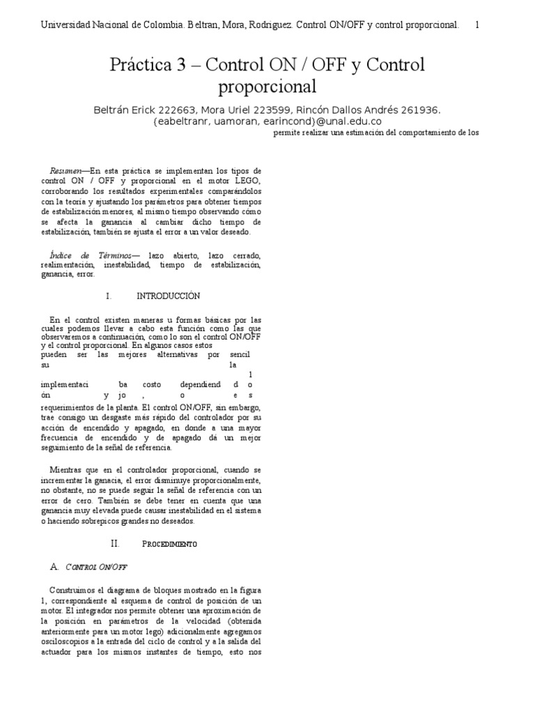 Control On Off | PDF | Sistema de control | Realimentación