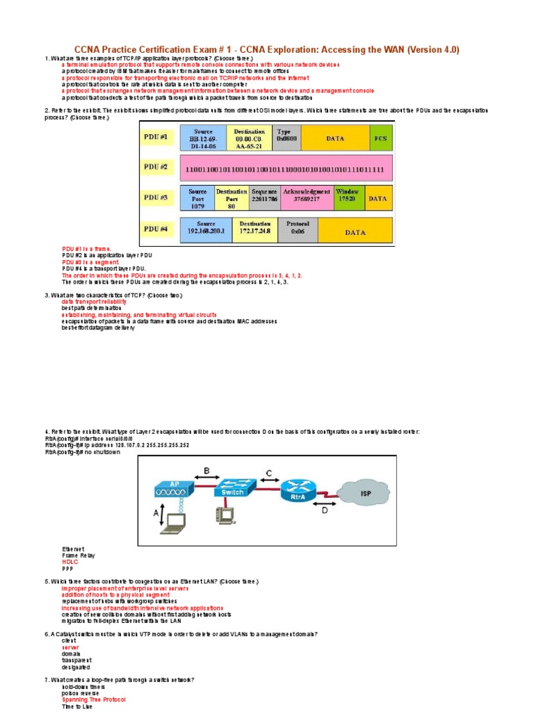 CCNA Practice Certification Exam # 1 CCNA4 v4.0 | PDF | Computers