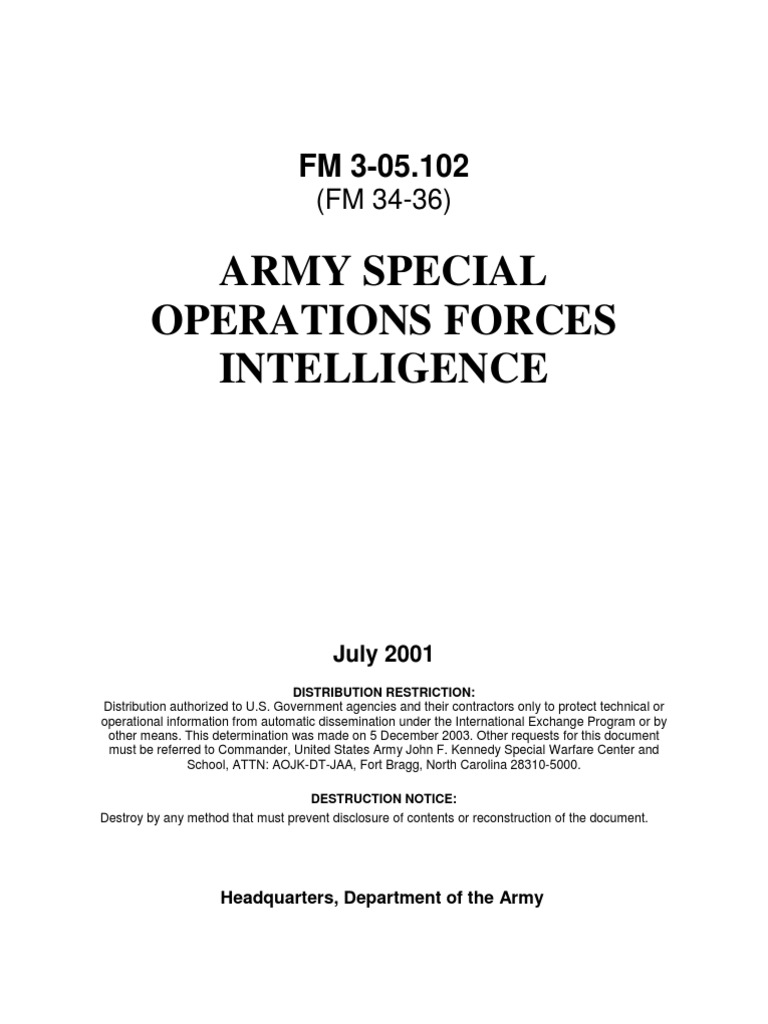Army Special Opps Intelligence | PDF