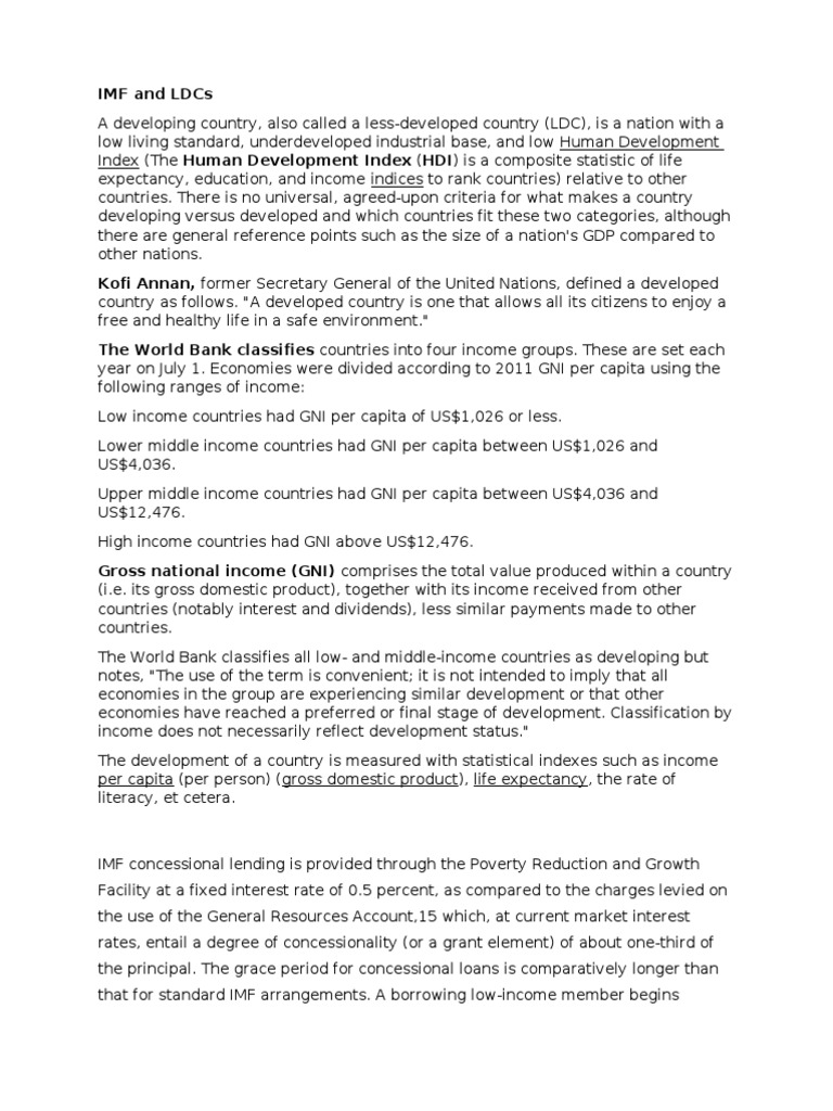 IMF Concessional Lending for LDCs | PDF | Developing Country | World ...