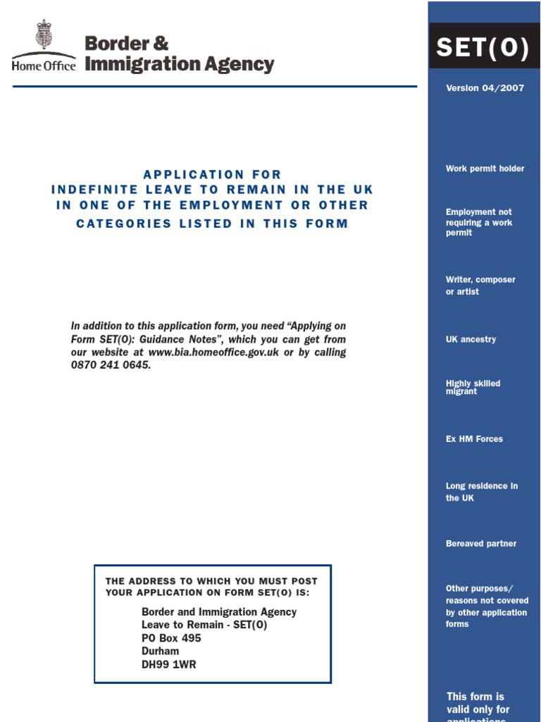 UK Home Office: Set (O) Form | Download Free PDF | Cheque | Payments