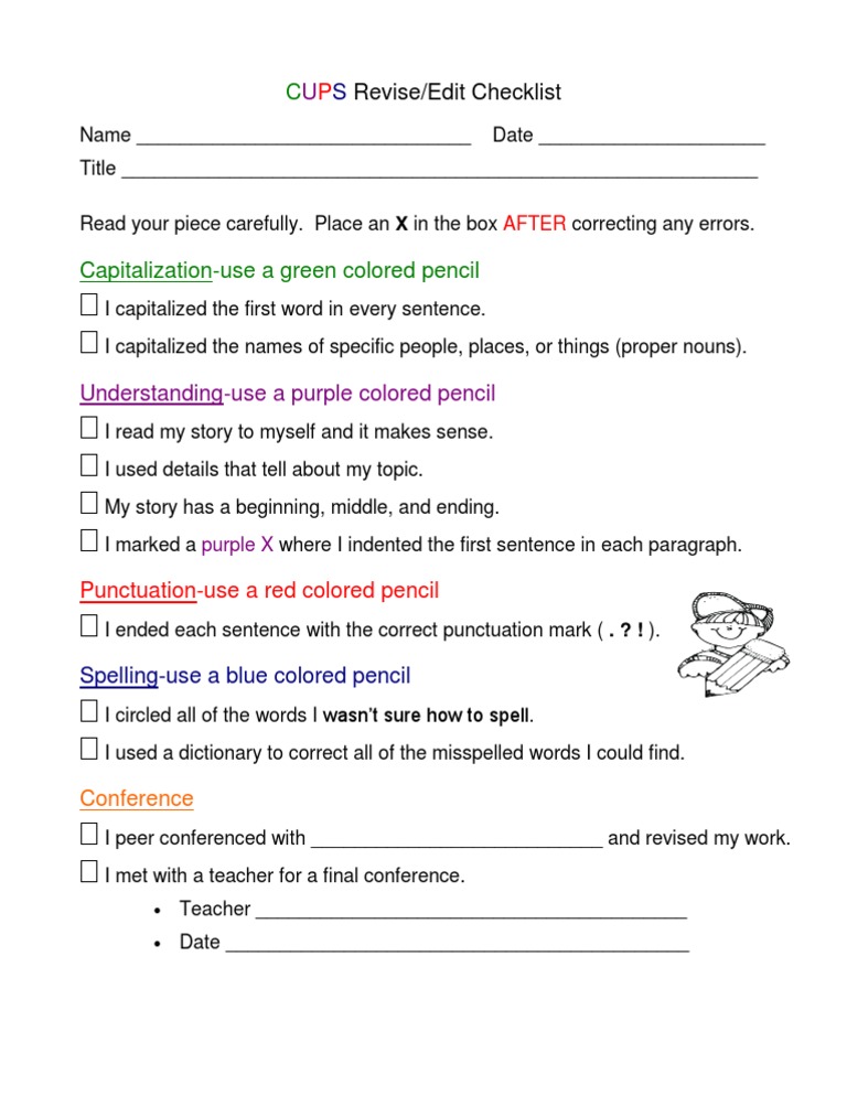 CUPS Editing Checklist for Writers | PDF