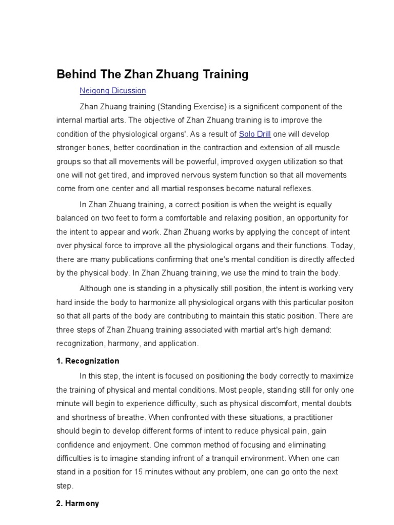 Behind The Zhan Zhuang Training | PDF | Tai Chi | Qigong