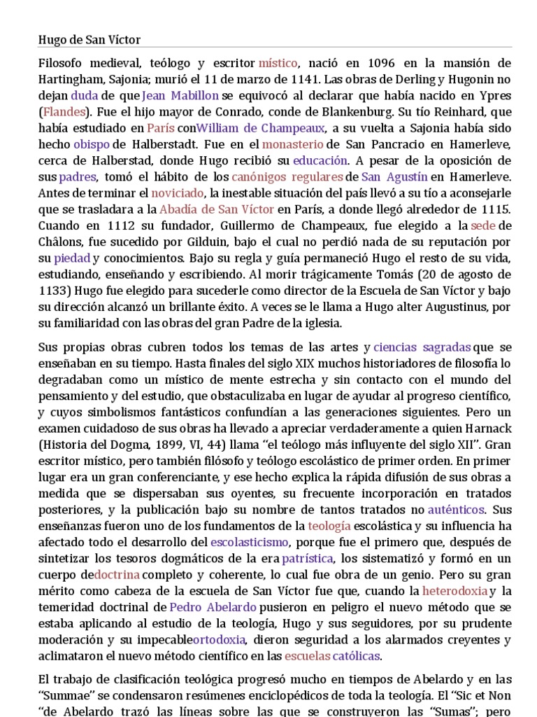Hugo de San Víctor.docx Divinidad (disciplina académica) Conocimiento
