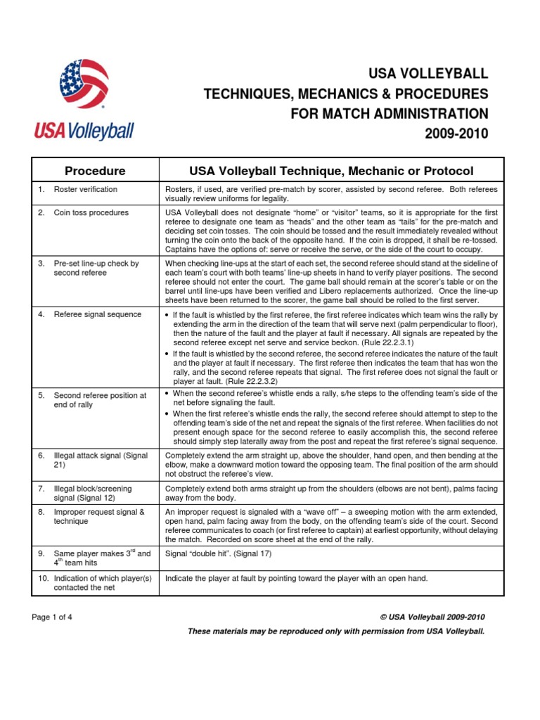 Procedures and Protocols for Efficient Match Administration in USA