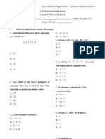 Prueba de Números Enteros 2013