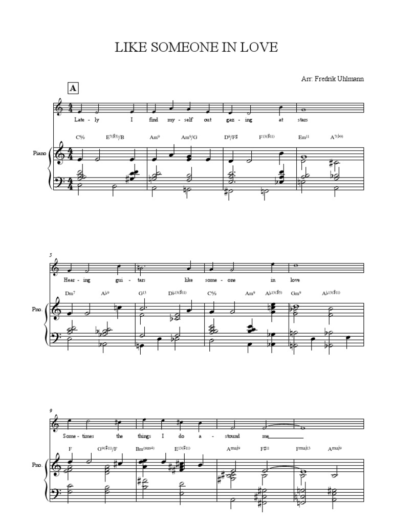 ボーカル　ビッグバンド譜面：LIKE SOME ONE IN LOVE Like Someone in Love (Lead sheet with lyrics ) Sheet Music with