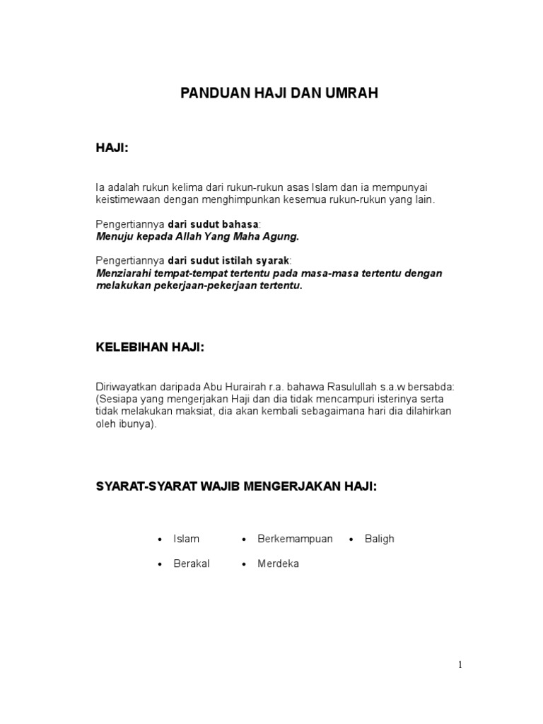 Haji Dan Umrah Panduan